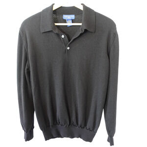 Vintage Joseph & Lyman Sweater Mens Medium Black Merino Wool Knit Made Italy 90s